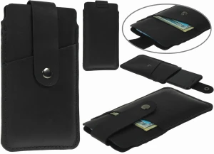 Pokrowiec Portfel Ręcznie Szyty Czarny Z Kieszonką Do Telefonu Motorola Edge 70 Fusion